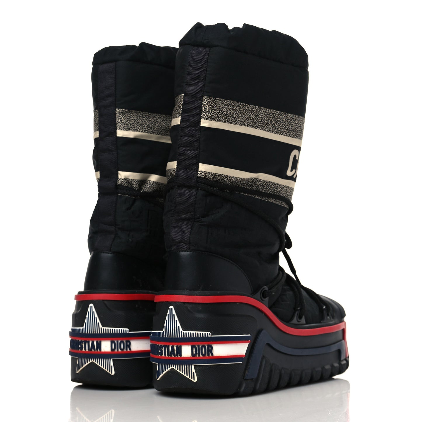 Oblique Shiny Nylon DiorAlps Snow Ankle Boot 39-40 Black