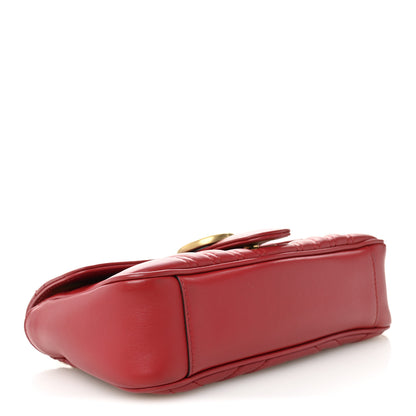 Gucci Calfskin Matelasse Mini GG Marmont Shoulder Bag Hibiscus Red 4 of 10