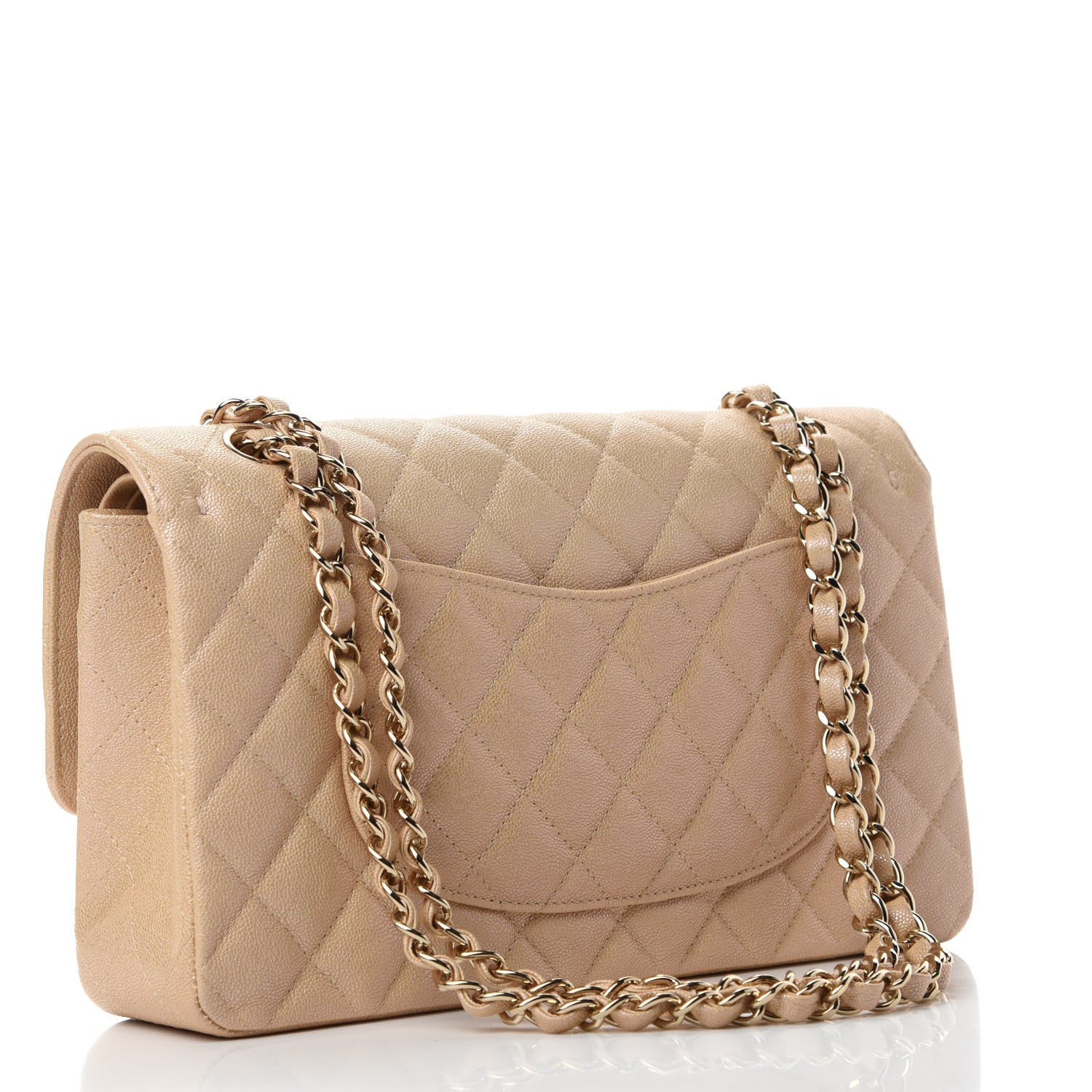Chanel Iridescent Caviar Quilted Medium Double Flap Beige 3 of 11