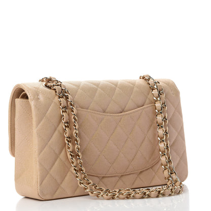 Chanel Iridescent Caviar Quilted Medium Double Flap Beige 3 of 11