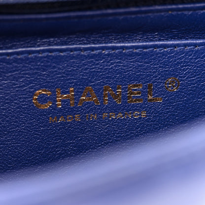 Chanel Lambskin Chevron Quilted Mini Rectangular Flap Dark Blue 6 of 14