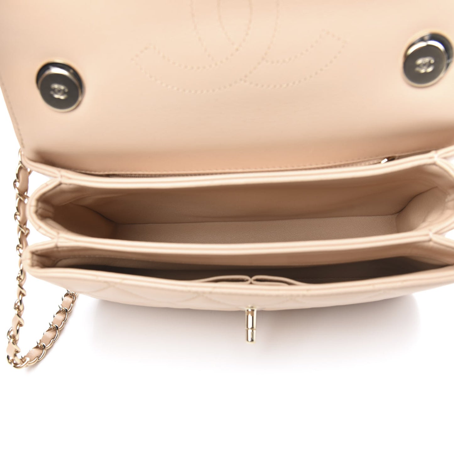 Lambskin Quilted Small Trendy CC Dual Handle Flap Bag Beige