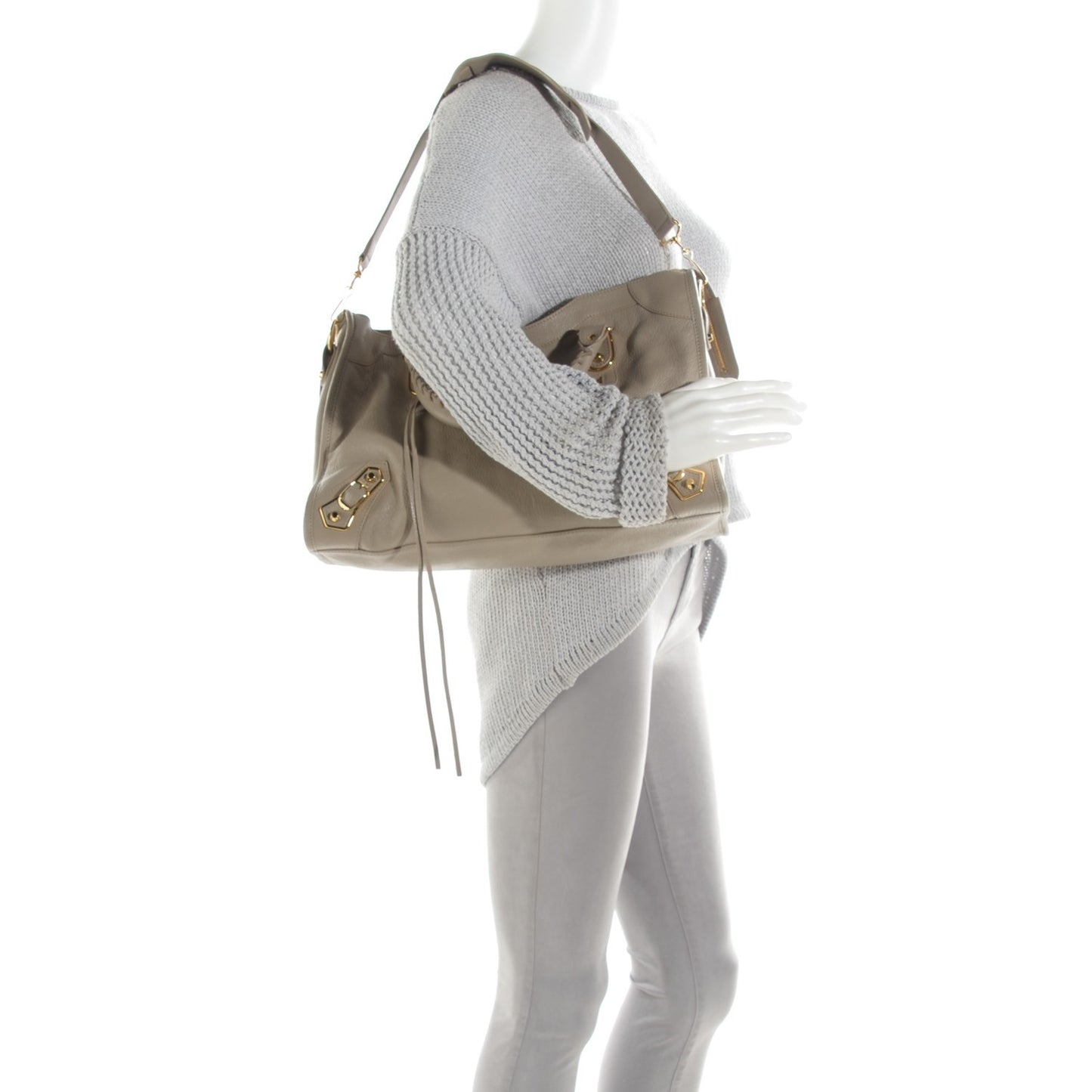 Chevre Gold Metallic Edge Hardware City Gris Taupe