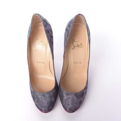 Christian Louboutin Leopard Lame Fifi 100 Pumps 37 Turquoise Violet 6 of 11