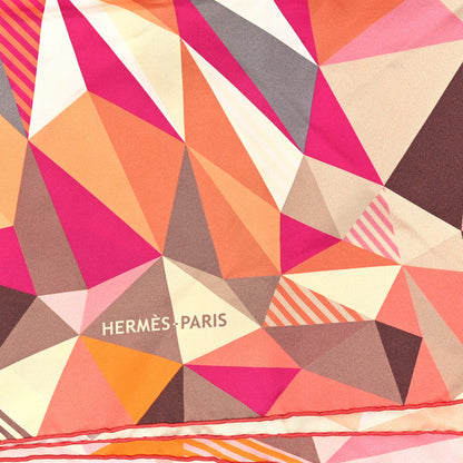 Hermes Silk Les Faceties De Pegase Scarf 90 Corail Fuchsia Orange 2 of 3