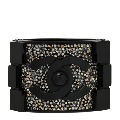 Chanel Resin Crystal Studded Lego Boy Cuff Black 1 of 5