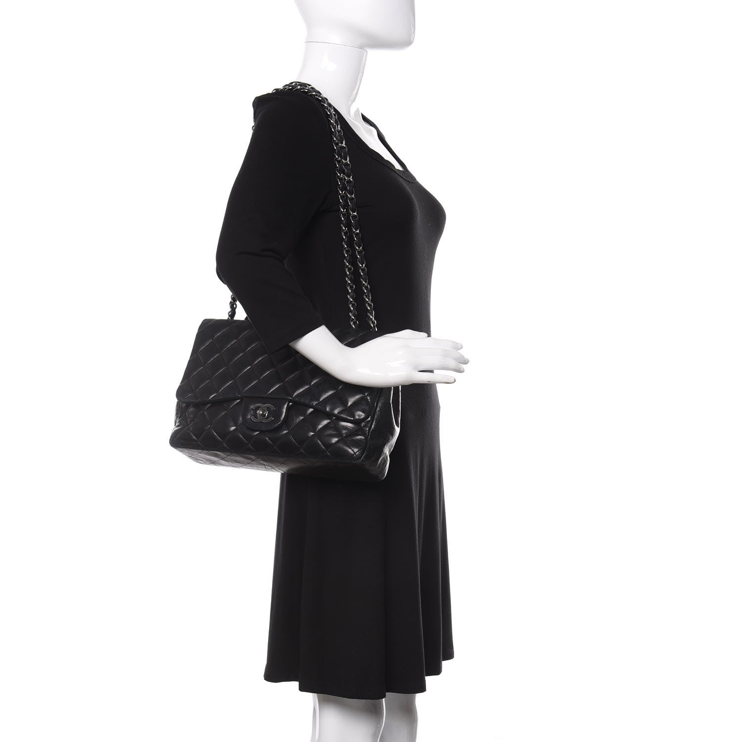 Chanel Lambskin Quilted Jumbo Single Flap Black 2 of 17