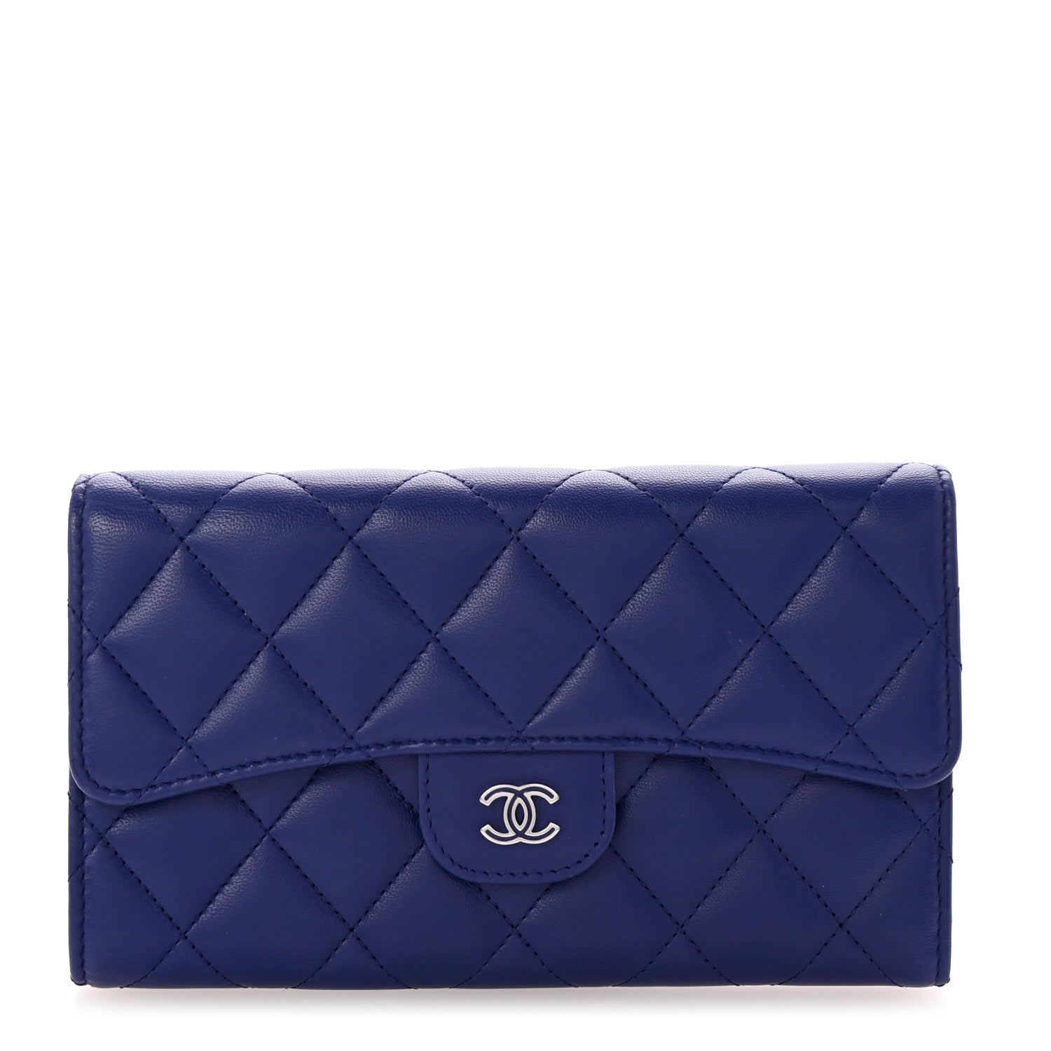 Chanel Lambskin Quilted Large Flap Wallet Blue 1 of 8
