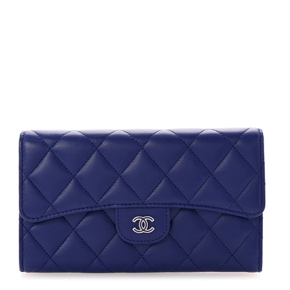 Chanel Lambskin Quilted Large Flap Wallet Blue 1 of 8