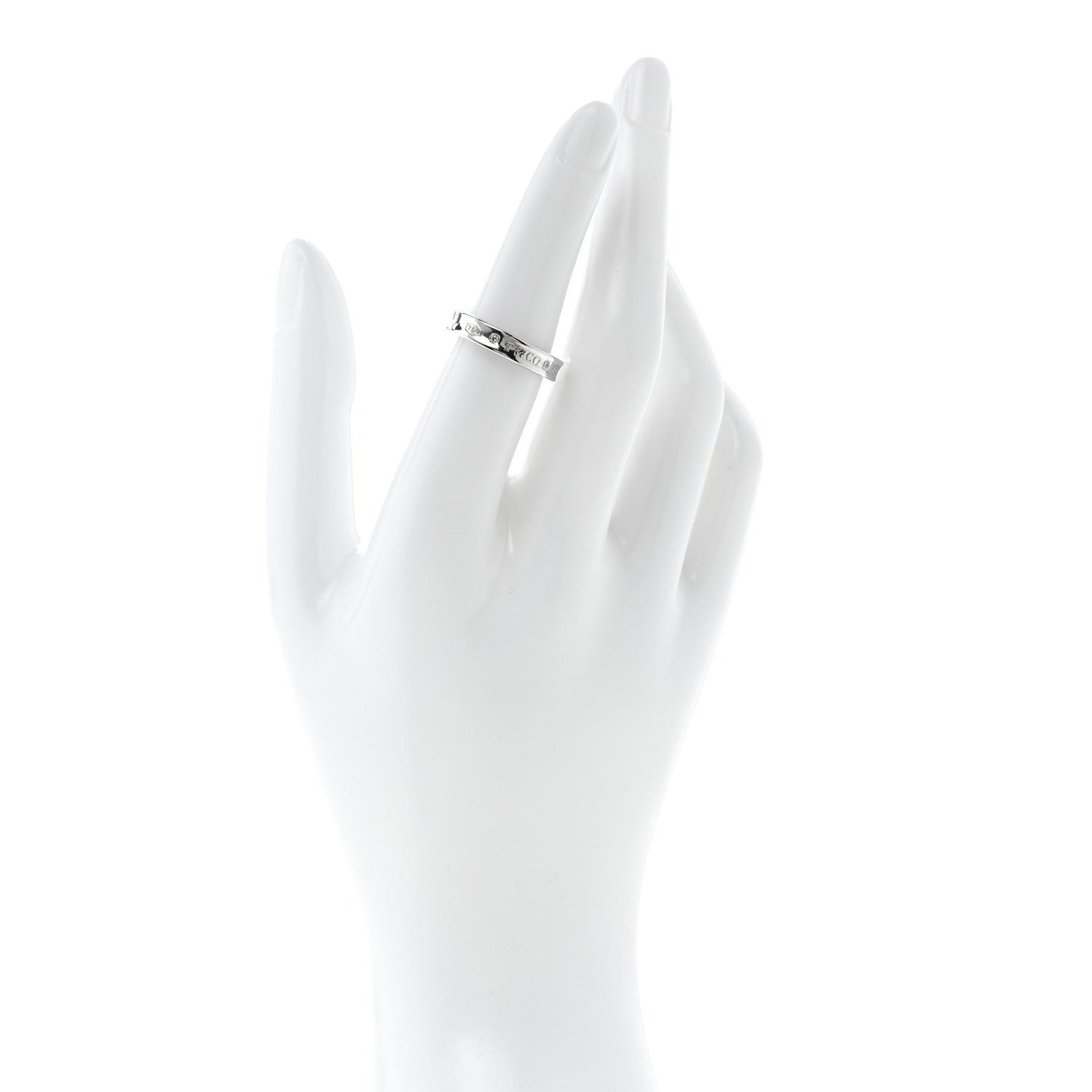 Tiffany 18K White Gold Diamond Narrow 1837 Ring 52 6 3 of 8
