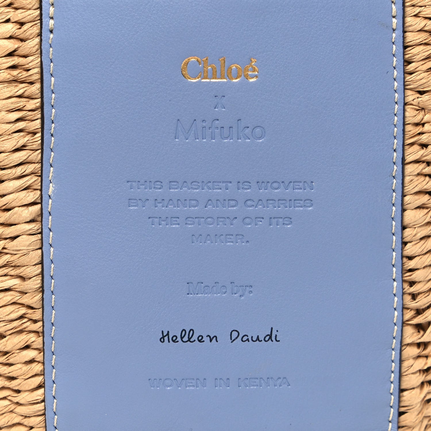 Chloe Raffia Calfskin Small Basket Gentle Blue 8 of 12