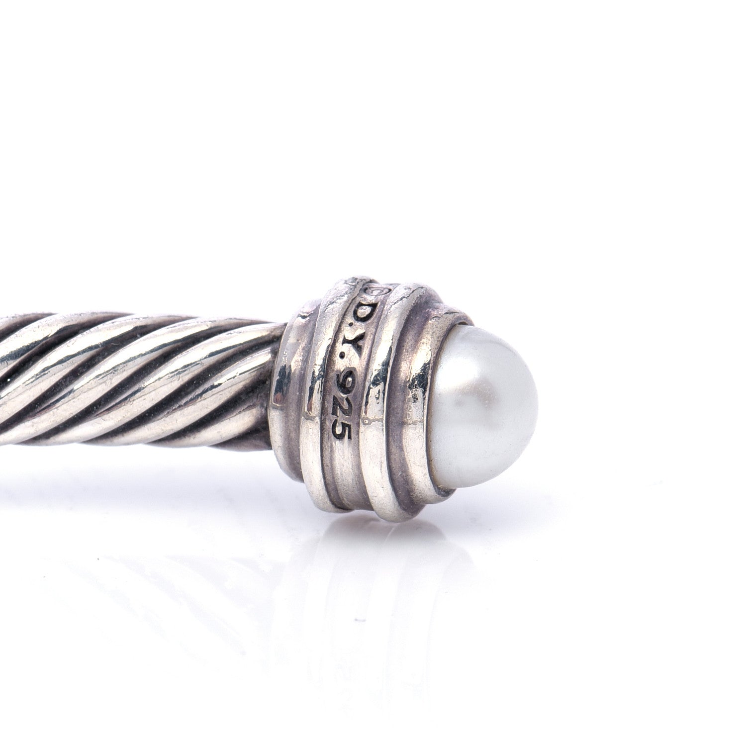 David Yurman Sterling Silver Diamond Pearl 5mm Cable Classics Princess Bracelet 5 of 6