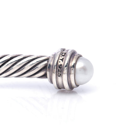 David Yurman Sterling Silver Diamond Pearl 5mm Cable Classics Princess Bracelet 5 of 6