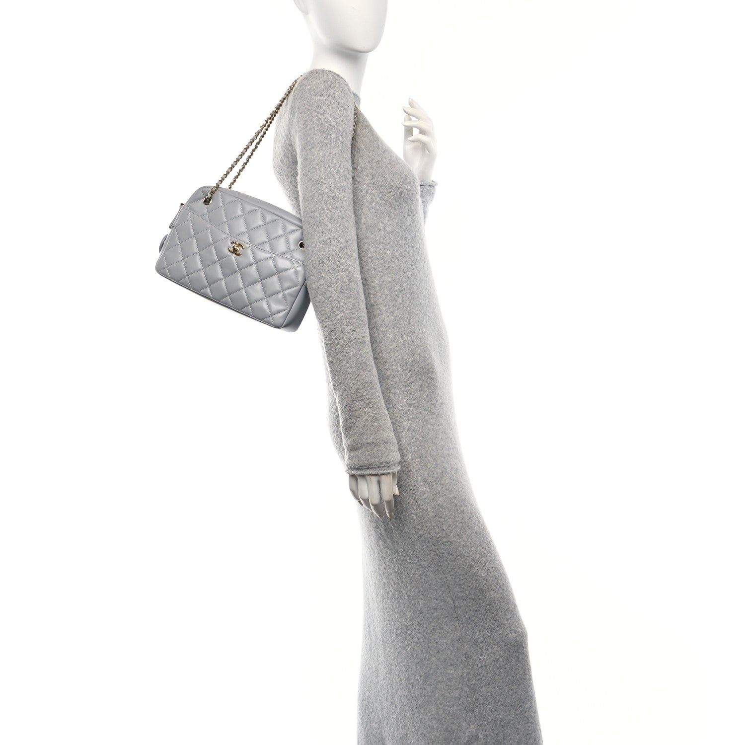 Chanel Shiny Lambskin Quilted Medium Camera Case Grey 2 of 10