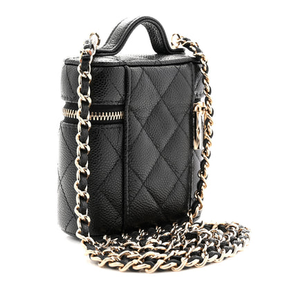 Chanel Caviar Quilted Top Handle Mini Vanity Case With Chain Black 3 of 11