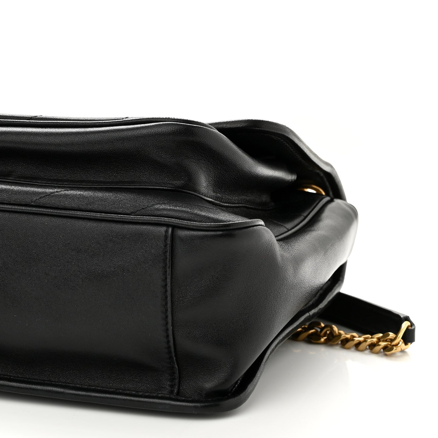 Lambskin Matelasse Monogram Medium Niki Chain Satchel Black