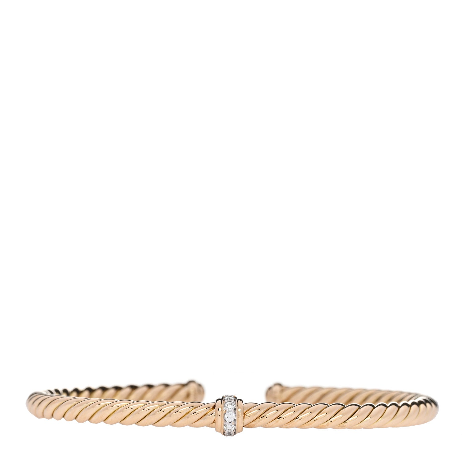 David Yurman 18K Yellow Gold Diamond 4mm Cablespira Flex Station Bracelet 2 of 4