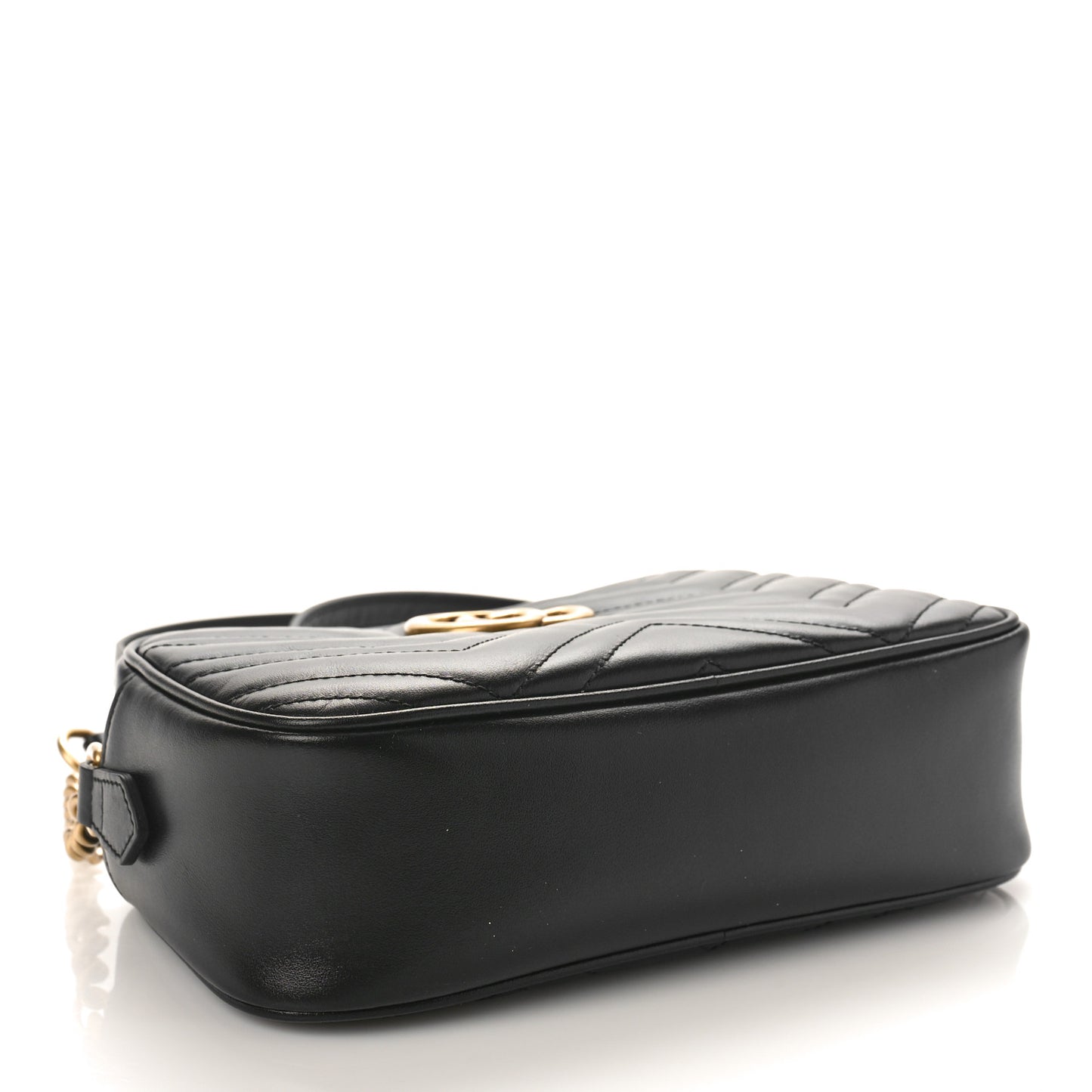 Calfskin Matelasse Small GG Marmont Chain Shoulder Bag Black