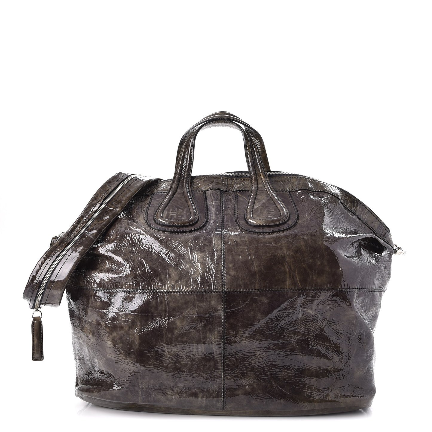 Crinkled Patent Leather Large Nightingale Brown