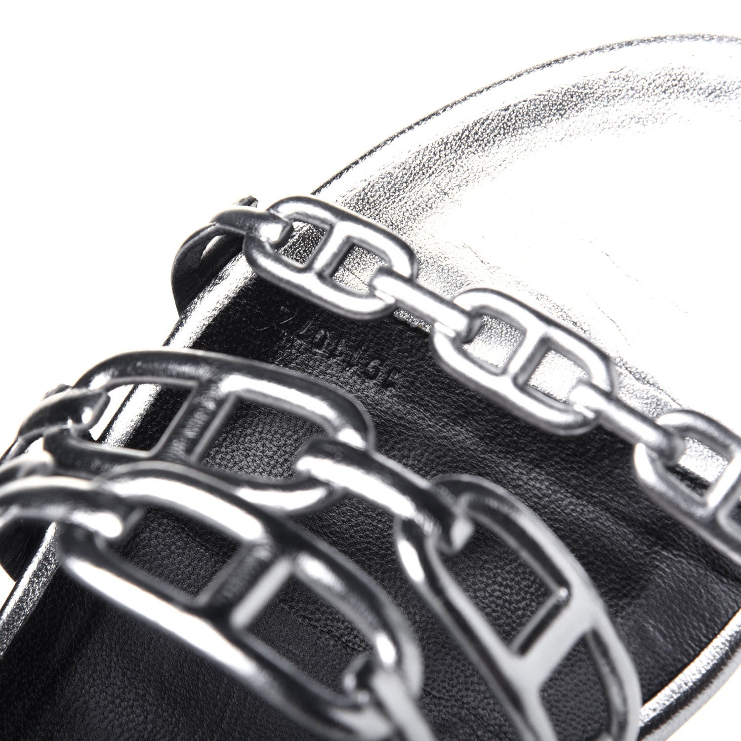 Hermes Metallic Calfskin Tandem Sandals 38 Gris Argente 10 of 13