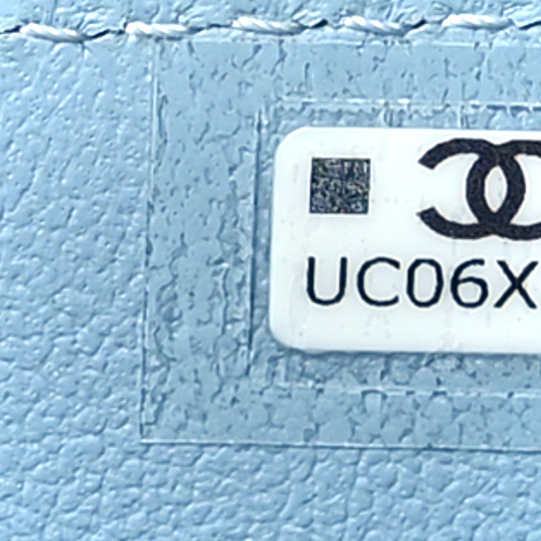 Chanel Lambskin Quilted Small Top Handle Vanity Case With Chain Dark Blue Light Blue 7 of 12