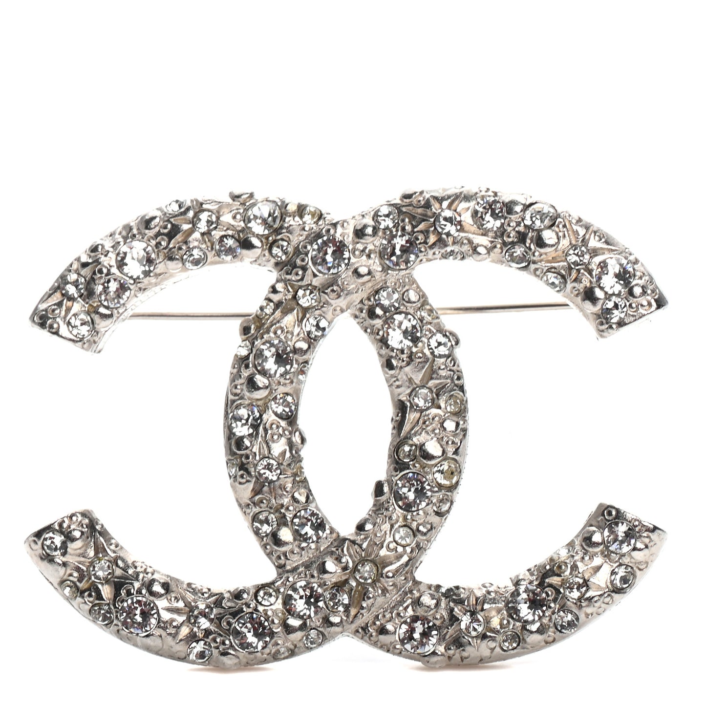 Swarovski Crystal Large CC Brooch Silver