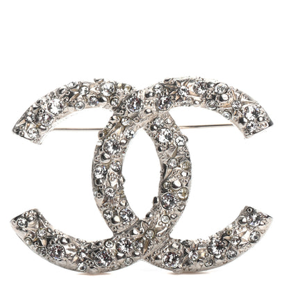 Chanel Swarovski Crystal Large CC Brooch Silver 1 of 4
