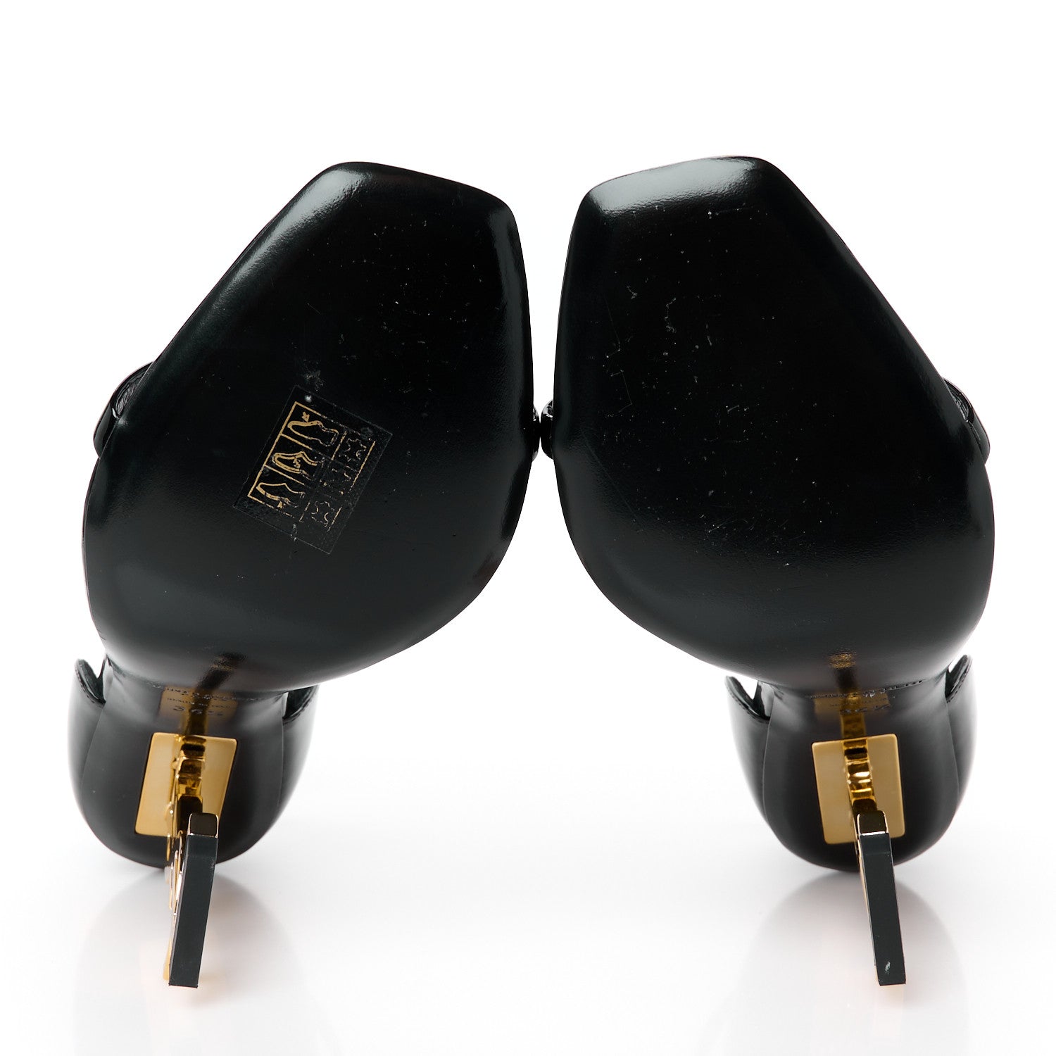 Saint Laurent Patent Calfskin Opyum 110 Sandals 36.5 Black Gold 6 of 10