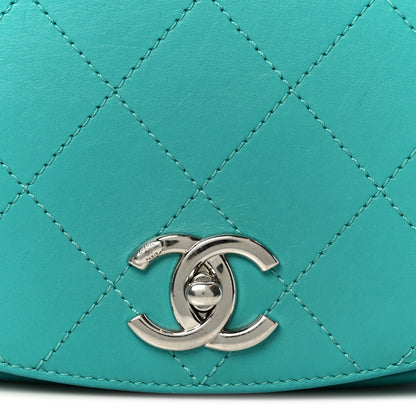 Chanel Calfskin Stitched Small Ring My Bag Flap Crossbody Turquoise 9 of 11