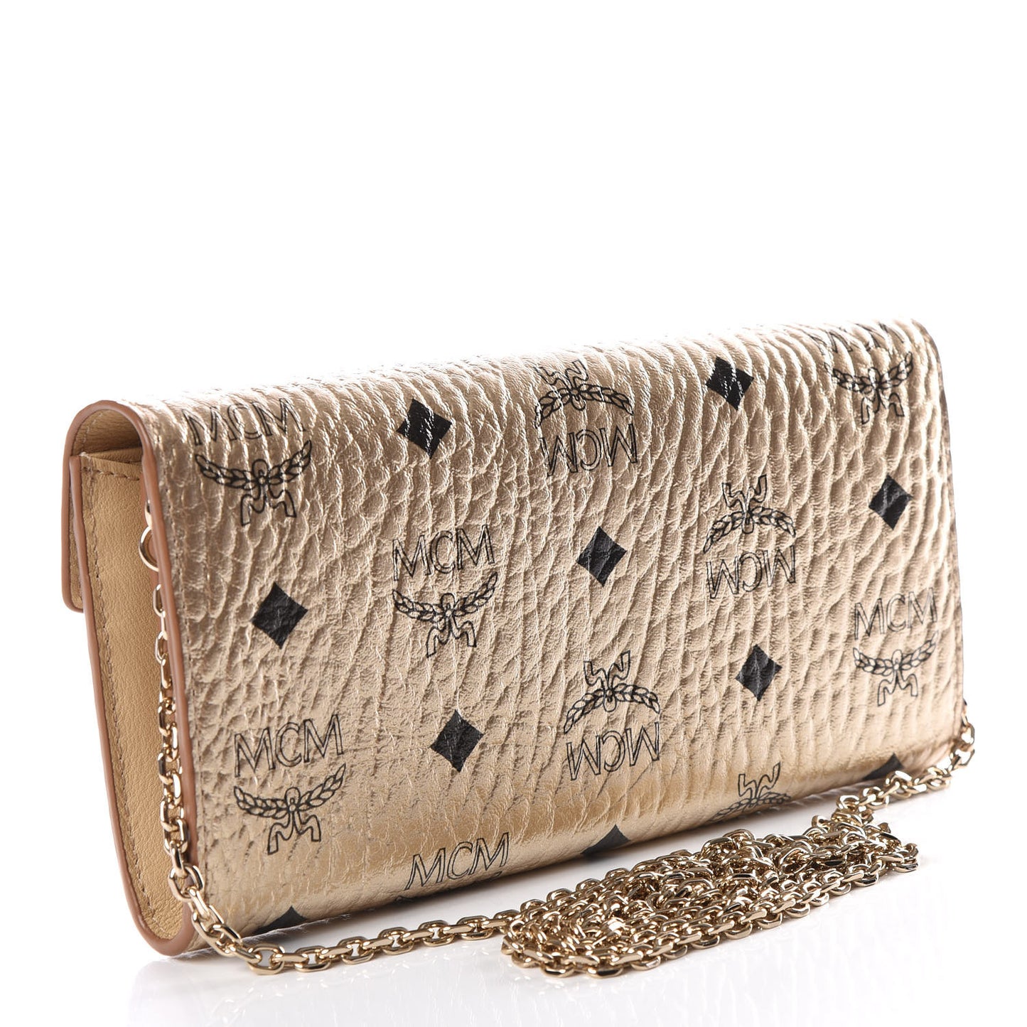 Metallic Visetos Patricia Wallet On Chain Gold