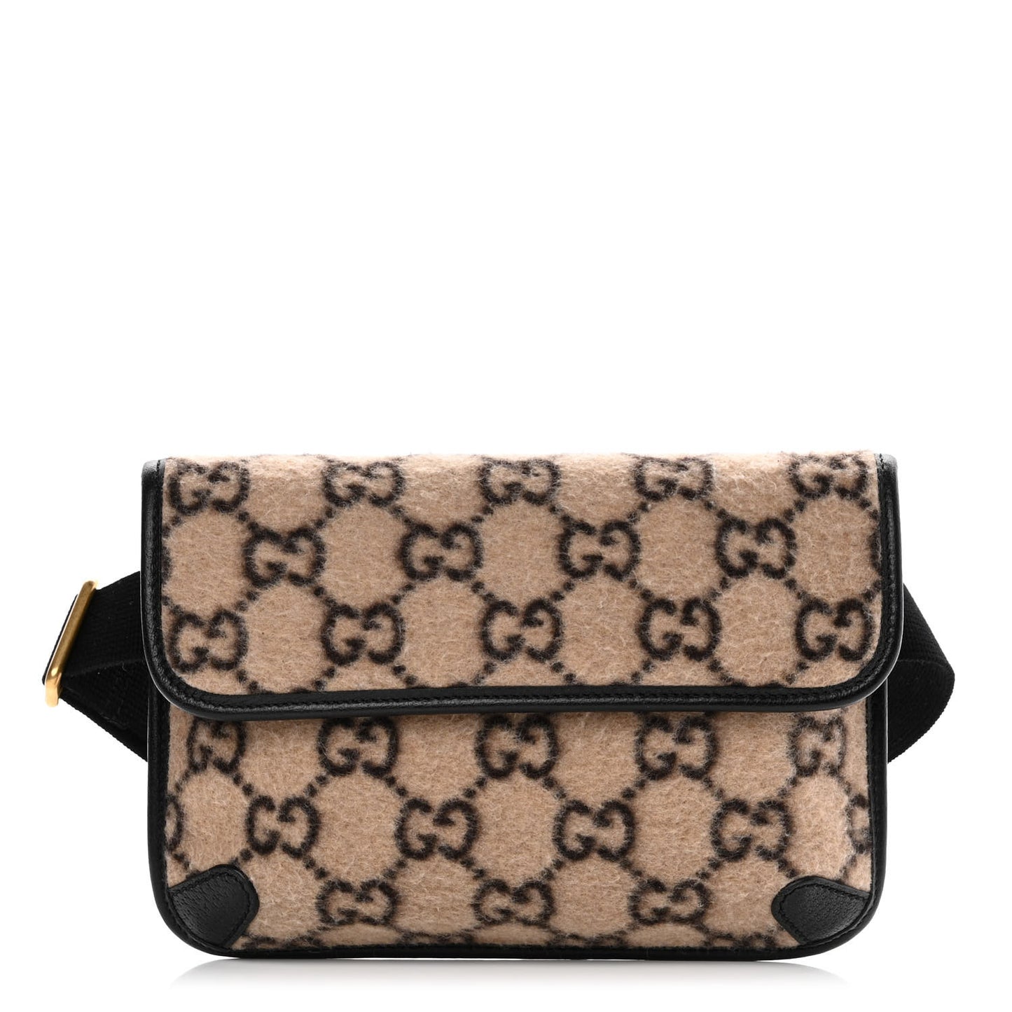 Covered Wool GG Monogram Slim Belt Bag Beige