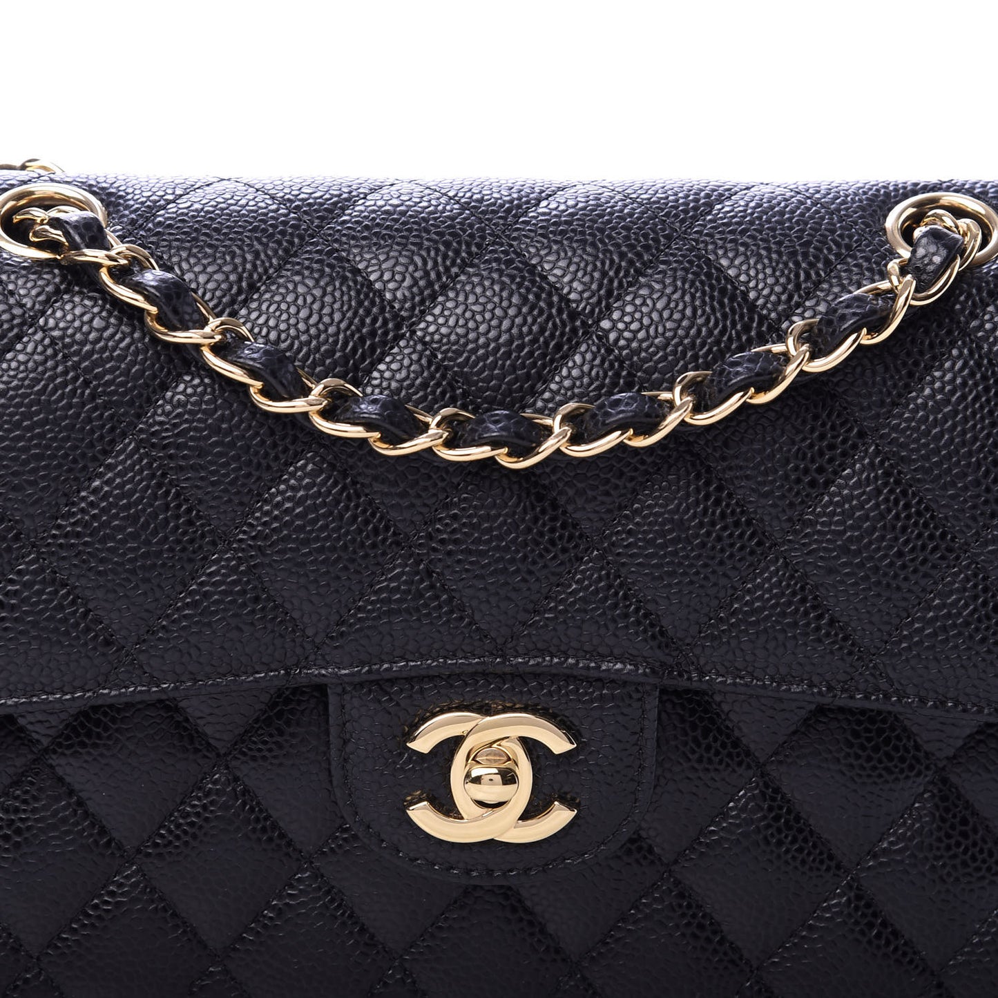 Caviar Quilted Small Double Flap Black