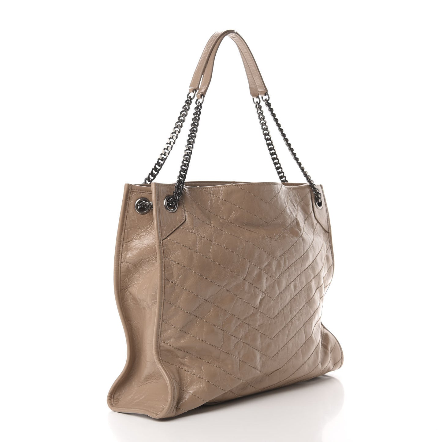 Crinkled Calfskin Matelasse Monogram Niki Shoulder Bag Gold Sand