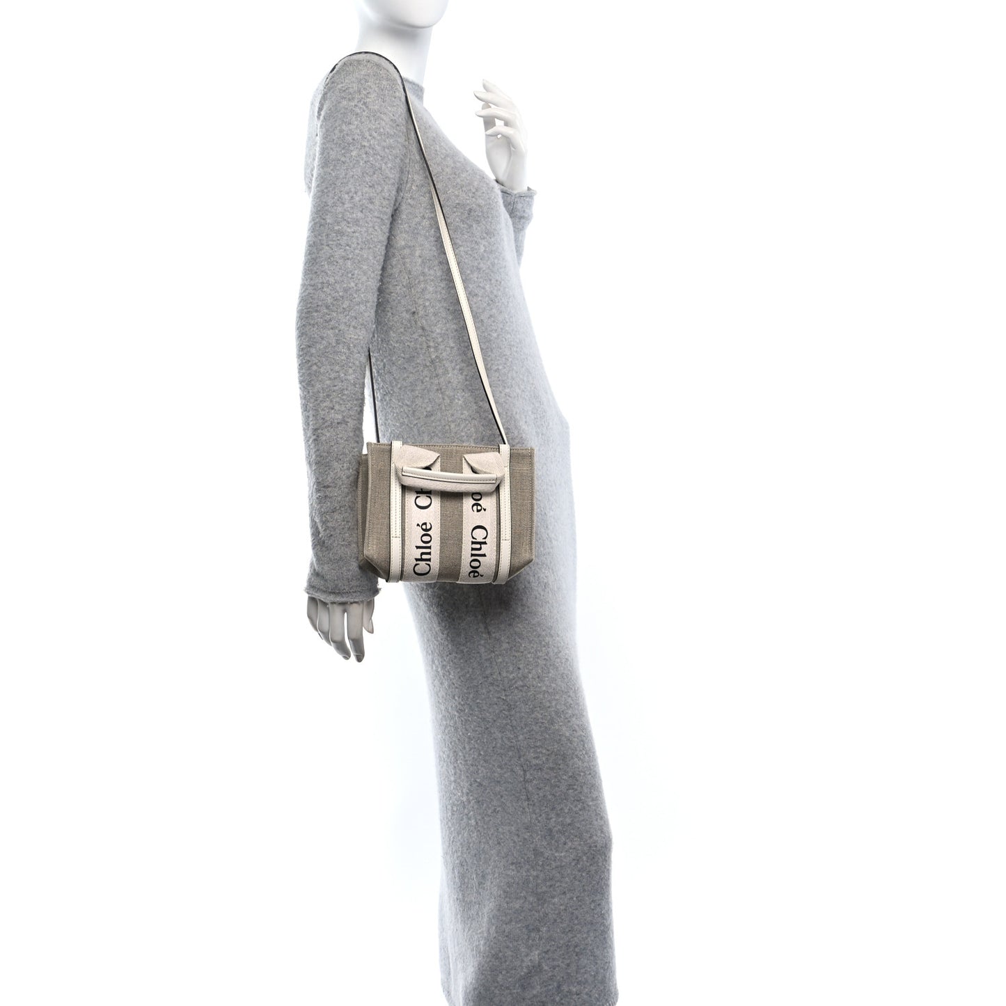 Cotton Calfskin Nano Woody Ribbon Tote With Strap White