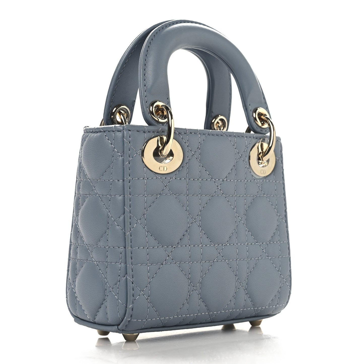 Lambskin Cannage Micro Lady Dior Cloud Gray