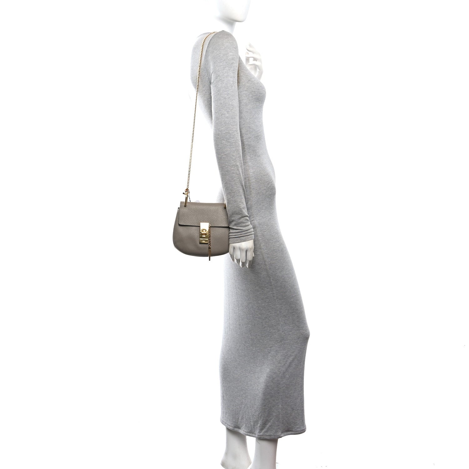 Chloe Grained Lambskin Mini Drew Shoulder Bag Motty Grey 2 of 10