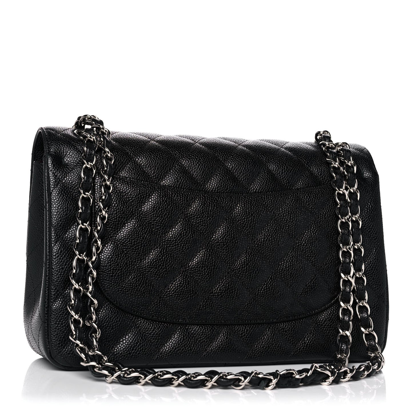 Caviar Quilted Jumbo Double Flap Black