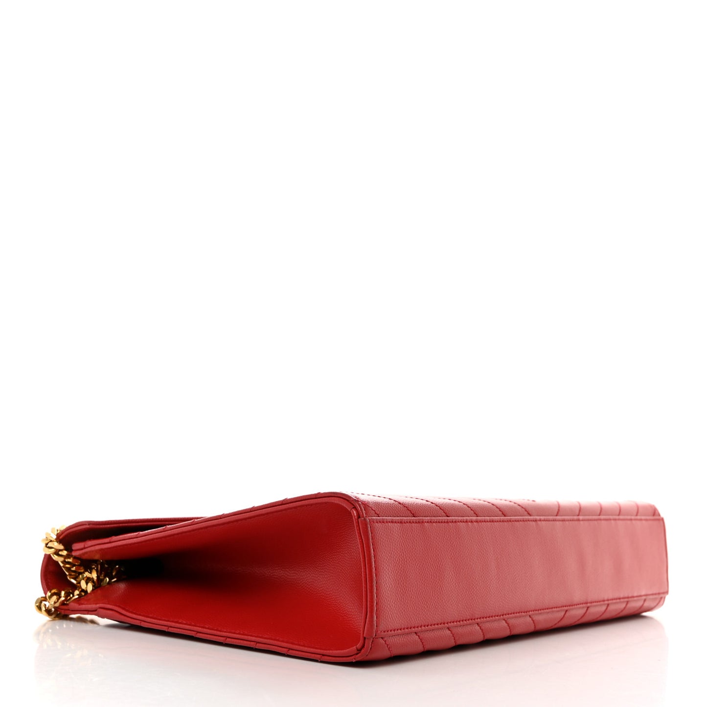 Grain De Poudre Matelasse Chevron Large Monogram Satchel Lipstick Red