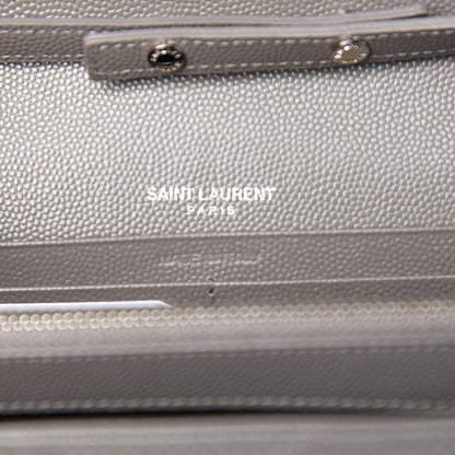 Saint Laurent Grain De Poudre Matelasse Chevron Monogram Chain Wallet Fog 5 of 9