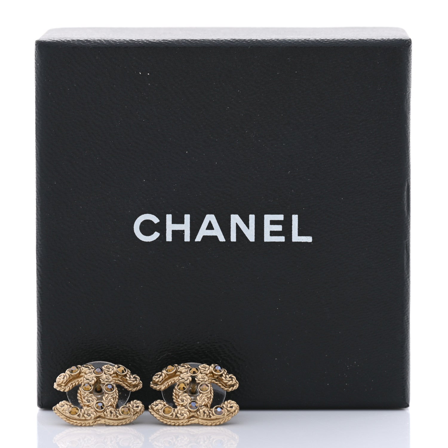 Chanel Crystal CC Earrings Gold 5 of 5