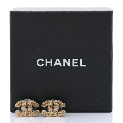Chanel Crystal CC Earrings Gold 5 of 5