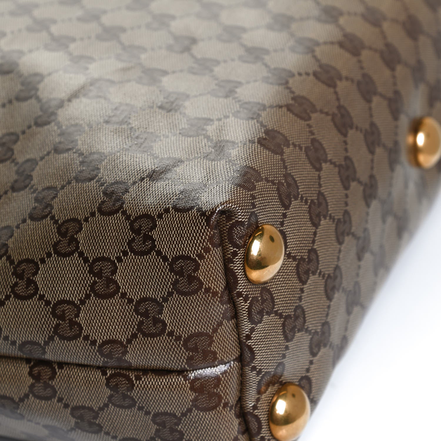 Gucci Crystal Monogram Large Babouska Vertical Shopping Tote Brown 11 of 12