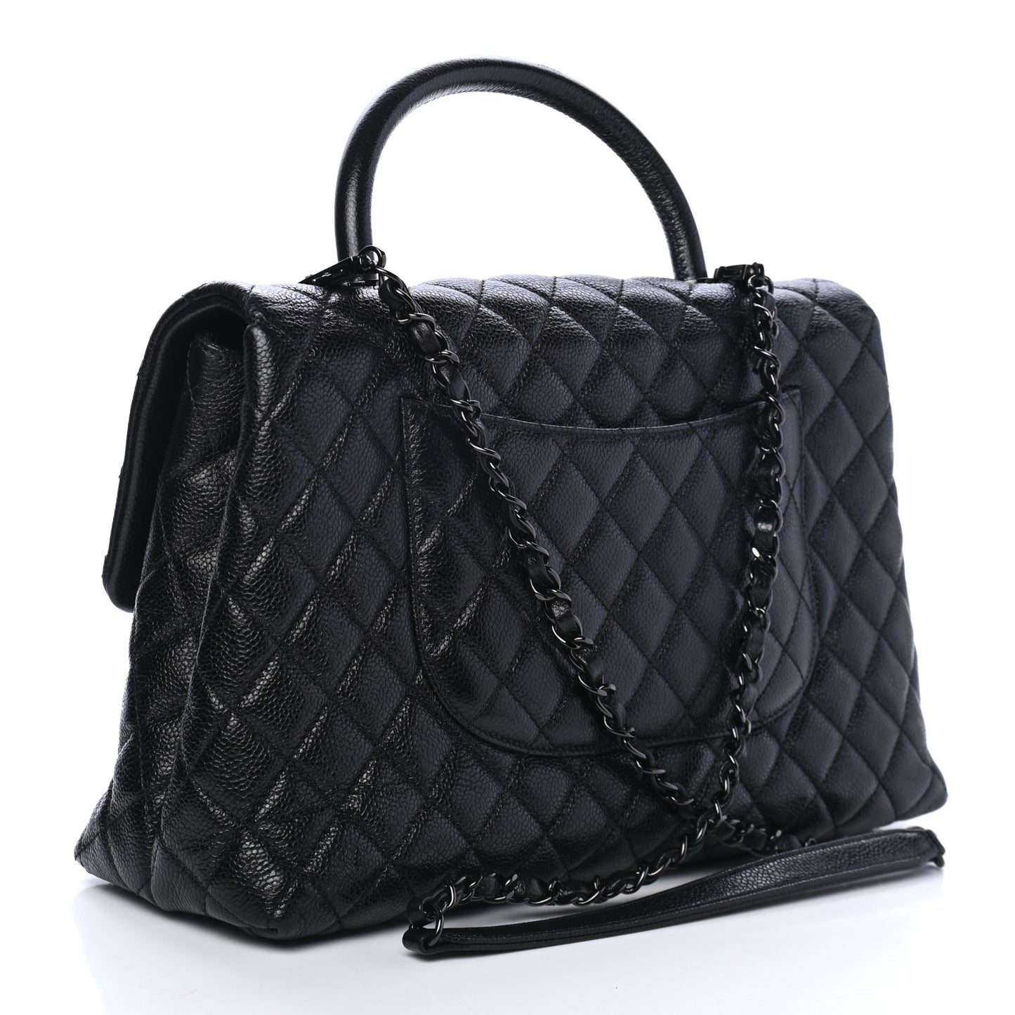 Caviar Quilted Medium Coco Handle Flap So Black