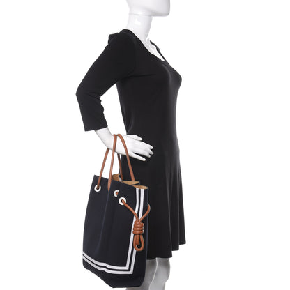 Loewe Canvas Calfskin Flamenco Knot Tote Deep Blue Soft White 2 of 10