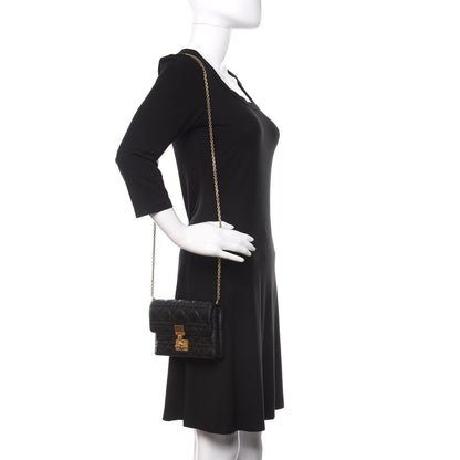 Christian Dior Lambskin Cannage Dioraddict Wallet on Chain Clutch Black 2 of 10