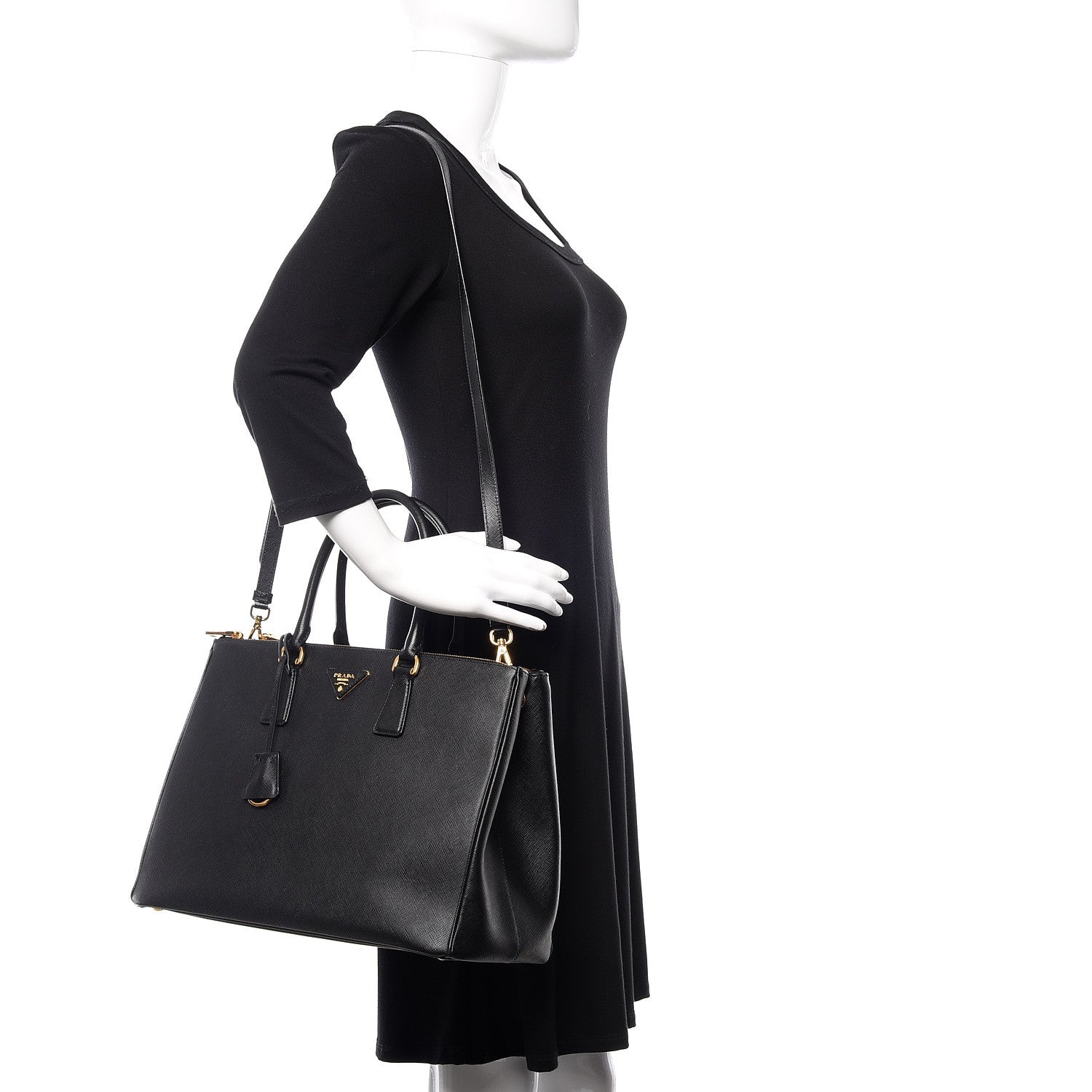 Prada Saffiano Medium Galleria Double Zip Tote Black 2 of 9
