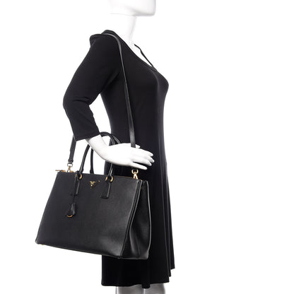 Prada Saffiano Medium Galleria Double Zip Tote Black 2 of 9