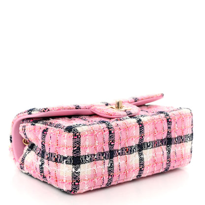 Chanel Metallic Tweed Quilted Mini Rectangular Flap Pink Navy White 4 of 11