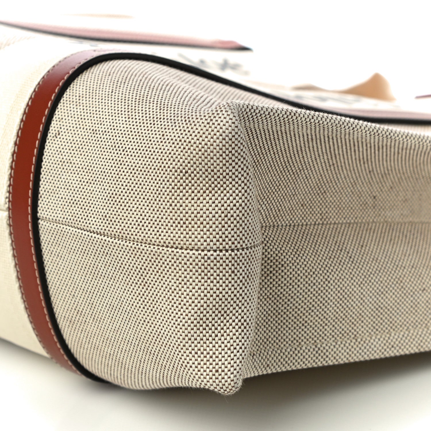 Chloe Cotton Calfskin Large Woody Ribbon Tote White Brown 10 of 10
