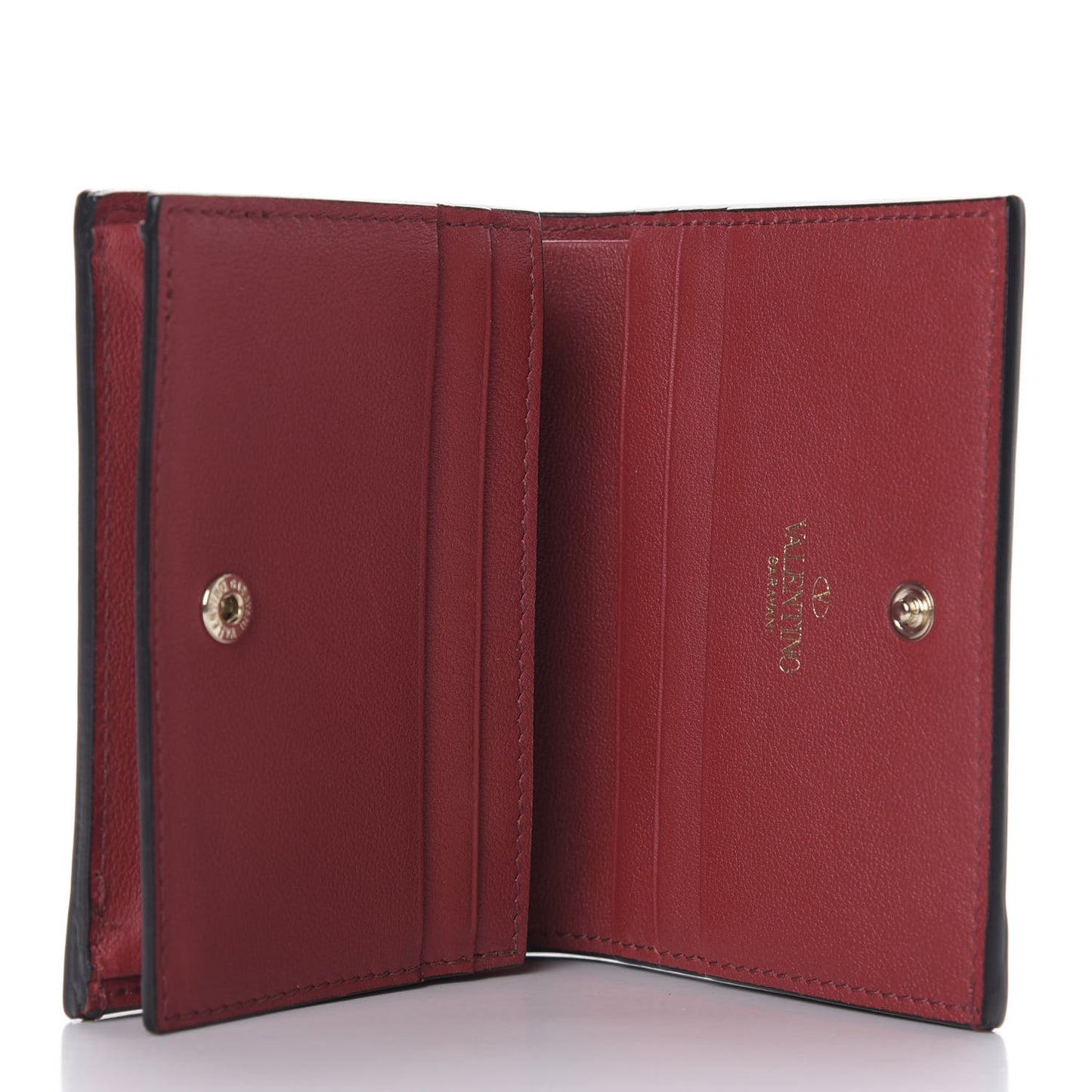 Calfskin Rockstud French Flap Wallet Rubino